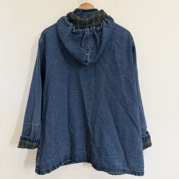 Vintage North Style Denim Jacket Women 1X Blue Barn Chore Coat Flannel Lined - Picture 4 of 12